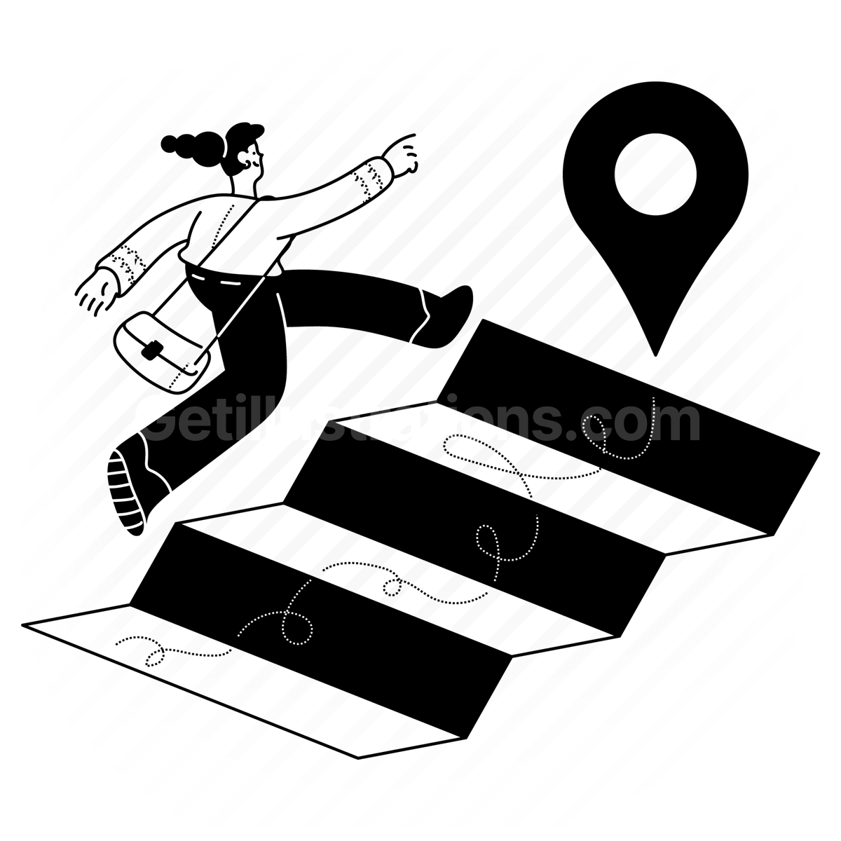 map, gps, marker, pin, destination, travel, stairs, achievement